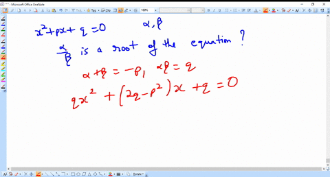 if-alpha-beta-are-the-roots-of-the-equation-x2p-xq0-then-fracalphabeta-is-a-root-of-the-equation-a-p