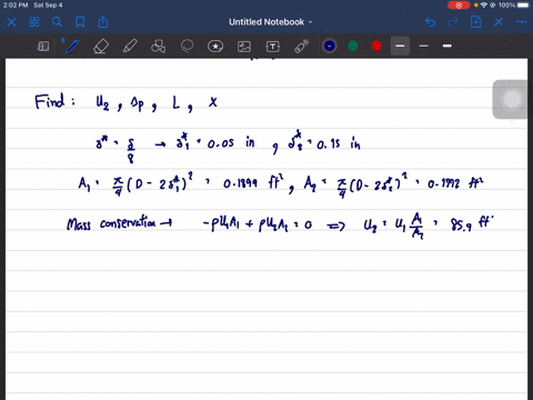 air-flows-in-a-cylindrical-duct-of-diameter-d6-in-at-section-1-the-turbulent-boundary-layer-is-of-th