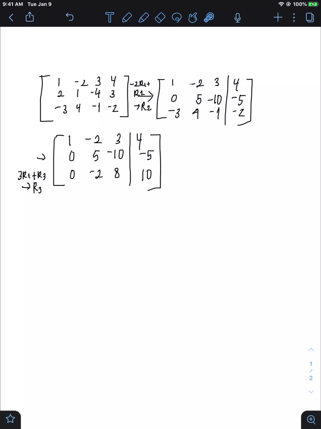 SOLVED:A few steps in the process of simplifying the given matrix to ...