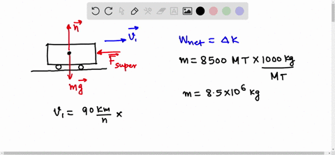 SOLVED:An 8500 -metric ton freight train is out of control and moving
