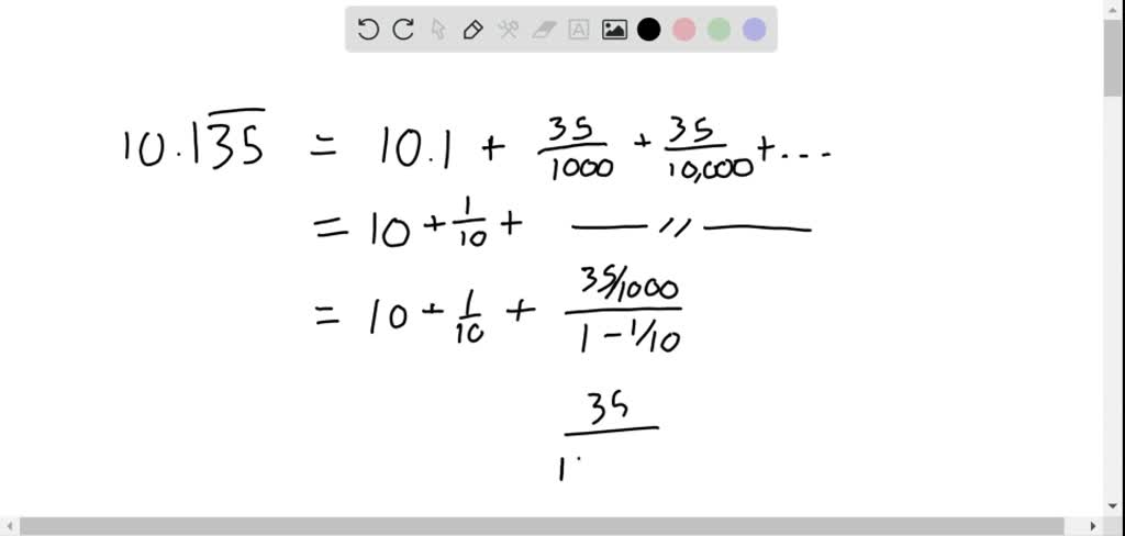 SOLVED:Express the number as a ratio of integers. 10.1 35=10.135353535