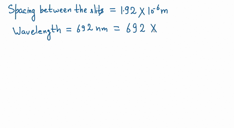 calculate-light-with-a-wavelength-of-692-mathrmnm-shines-on-a-diffraction-grating-with-a-slit-spacin