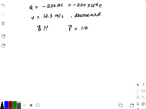 a-200-mu-c-charge-moves-vertically-downward-at-123-mathrmm-mathrms-find-the-magnetic-field-magnitude