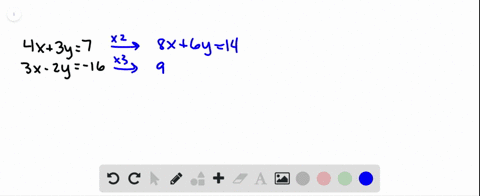 use-the-elimination-method-to-solve-each-system-leftbeginarrayl-4-x3-y7-3-x-2-y-16-endarrayright