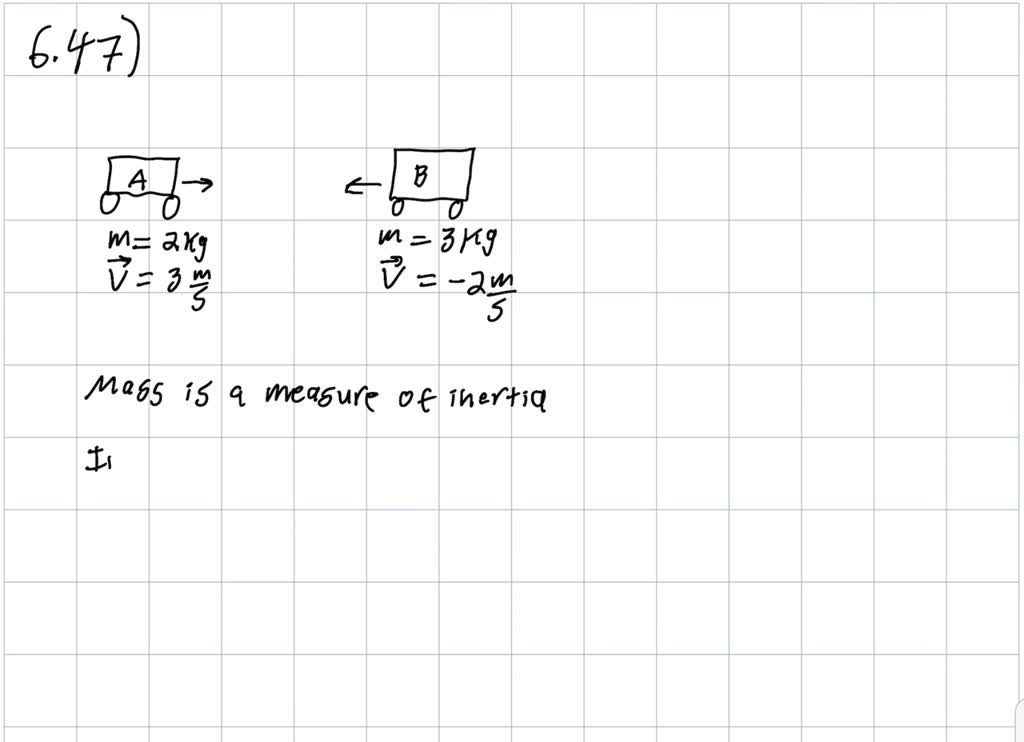 Cart A has a mass of 2 kilograms and a speed of 3 meters per second