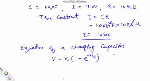 a-10-mu-mathrmf-capacitor-is-being-charged-by-a-90-mathrmv-battery-through-a-10-mathrmm-omega-resist