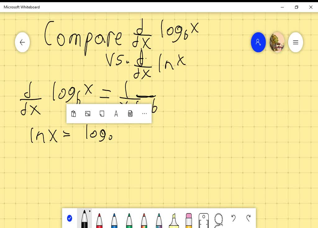 derivative of log b x derivative of log b x