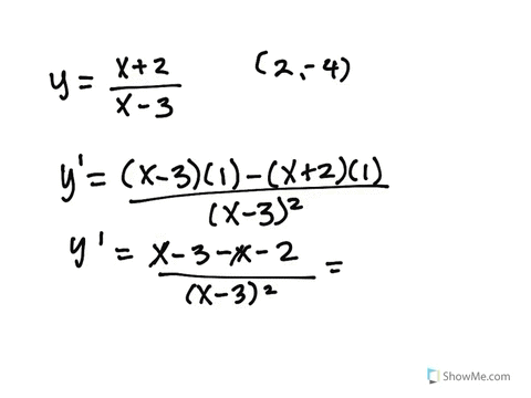find-an-equation-of-the-tangent-line-to-the-curve-at-the-given-point-yfracx2x-3-quad2-4