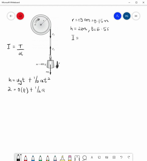 as-shown-in-fig-10-3-a-mass-m400-g-hangs-from-the-rim-of-a-frictionless-pulley-of-radius-r15-mathrmc