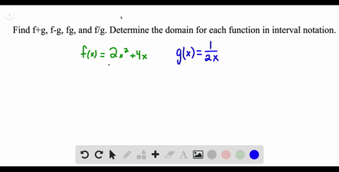 given-fx2-x24-x-and-gxfrac12-x-find-fg-f-g-f-g-and-fracfg-determine-the-domain-for-each-function-in-
