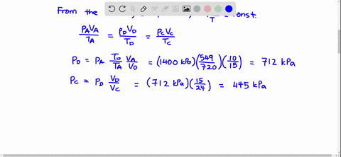 at-point-a-in-a-carnot-cycle-234-mol-of-a-monatomic-ideal-gas-has-a-pressure-of-1-400-kpa-a-volume-o