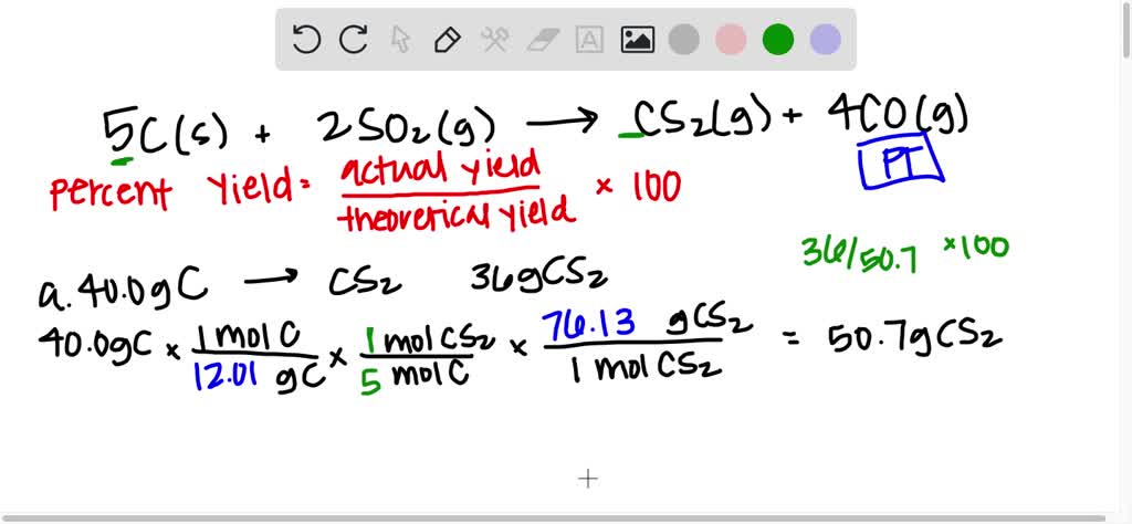 ⏩SOLVED:Carbon disulfide is produced by the reaction of carbon and ...