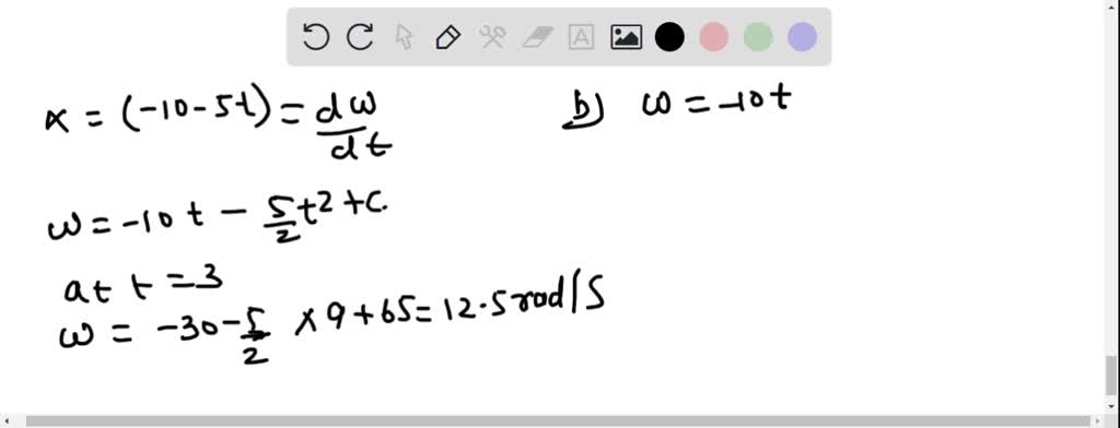 SOLVED:Initially a wheel is turning at 65 rad / s. 'Ihereafter, angular ...