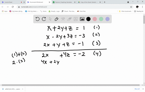 solve-the-system-of-linear-equation-any-solution-algebraically-leftbeginarrayrr-x2-yz-1-x-2-y3-z-3-2