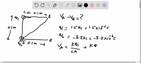 two-charges-are-placed-as-shown-in-fig-17-35-with-q_115-mu-mathrmc-and-q_2-33-mu-mathrmc-find-the-po