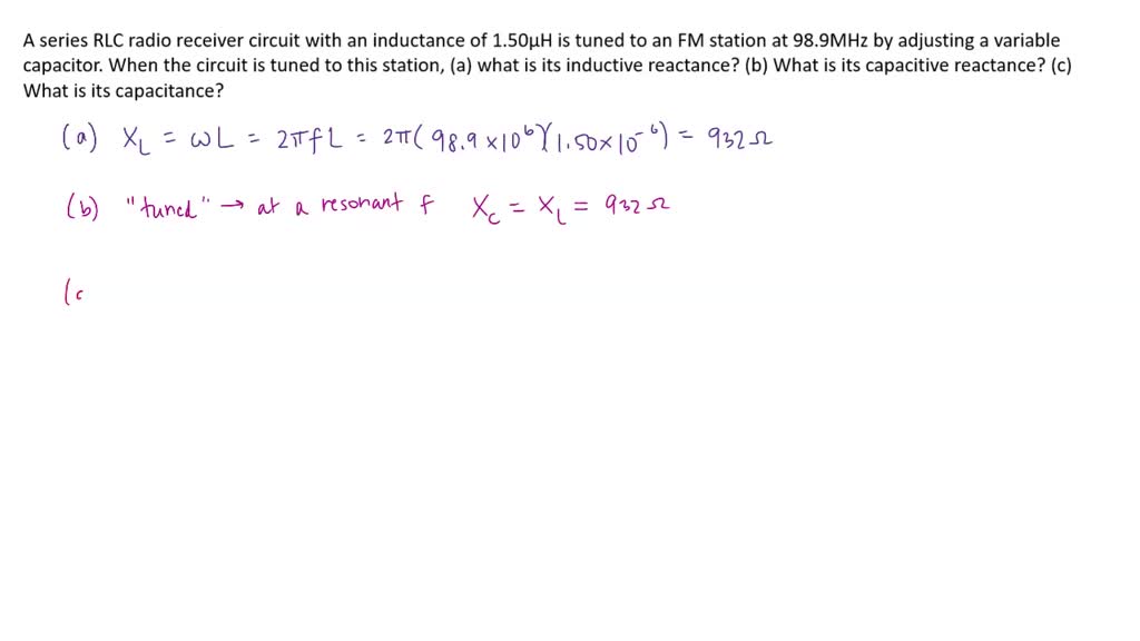SOLVEDA series RLC radio receiver circuit with an inductance of 1.50
