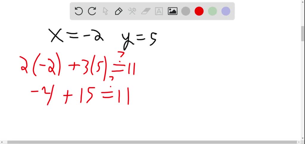 SOLVED:Determine whether the given replacement values are solutions of ...