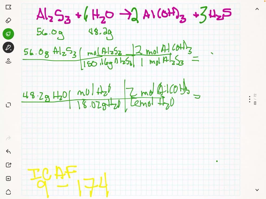 Solved Consider The Unbalanced Chemical Equation Al S H O Numerade