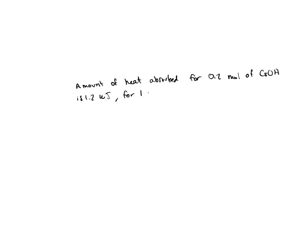 Assume that $100.0 \mathrm{~mL}$ of $0.200 \mathrm{M} \mathrm{CsOH}$ and $50.0 \mathrm{~mL}$ of $0.400$ M HCl are mixed in a calorimeter. The solutions start out at $22.50^{\circ} \mathrm{C}$, and the final temperature after reaction is $24.28^{\circ} \mathrm{C}$. The densities of the solutions are all $1.00 \mathrm{~g} / \mathrm{mL}$, and the specific heat of the mixture is $4.2 \mathrm{~J} /\left(\mathrm{g} \cdot{ }^{\circ} \mathrm{C}\right)$. What is the enthalpy change for the neutralization reaction of $1.00 \mathrm{~mol}$ of $\mathrm{CsOH}$ in $\mathrm{kJ}$ ?
