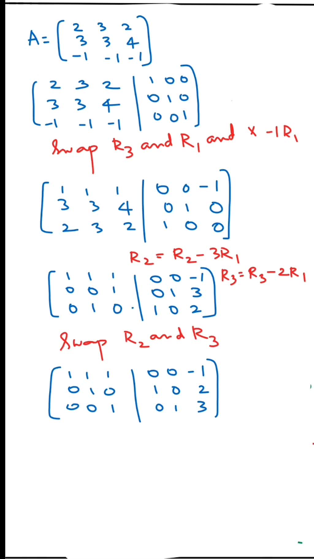 Solved use the gauss jordan method to find mathrm a 1 if it 