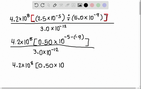 simplify-frac42-times-108leftleft25-times-10-5right-divleft50-times-10-9rightright30-times-10-12