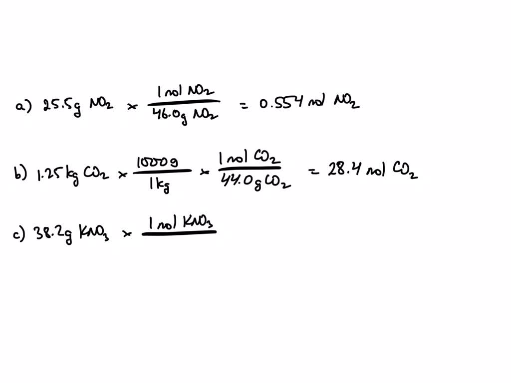 Determine the number of moles (of molecules or formula units) in each ...