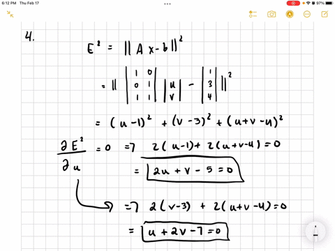write-out-e2a-x-b2-and-set-to-zero-its-derivatives-with-respect-to-u-and-v-if-aleftbeginarrayll-1-0-