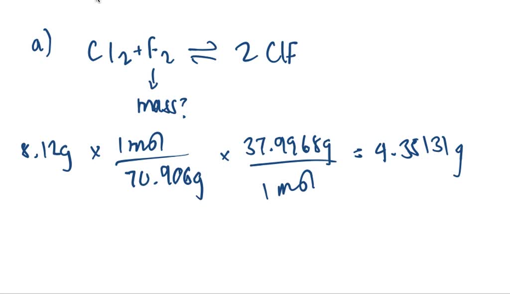SOLVEDGaseous chlorine and gaseous ”uorine undergo a combination