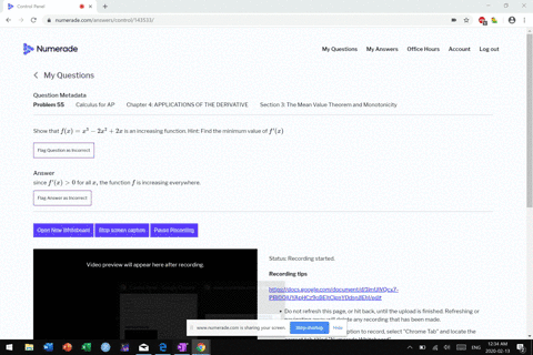 show-that-fxx3-2-x22-x-is-an-increasing-function-hint-find-the-minimum-value-of-fprimex