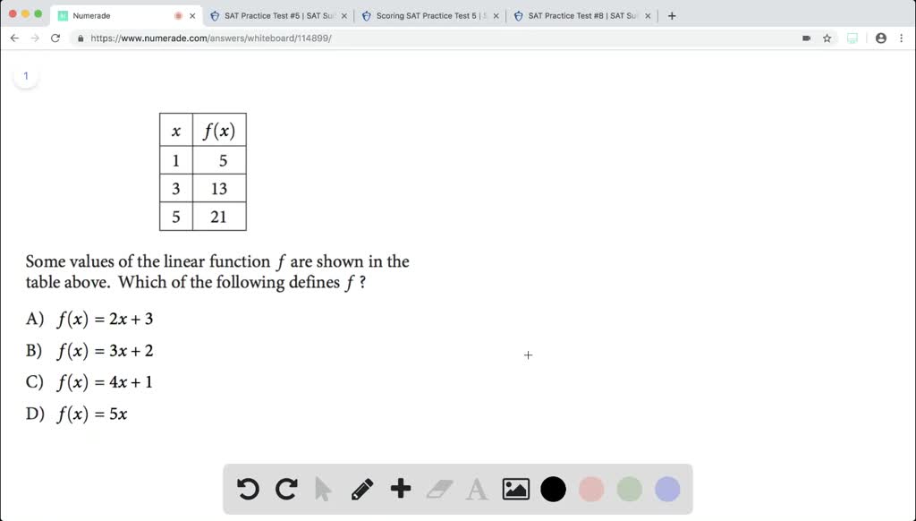 Solved Some Values Of The Linear Function F Are Shown In The Table Above Which Of The Following Defines F Begin Arr