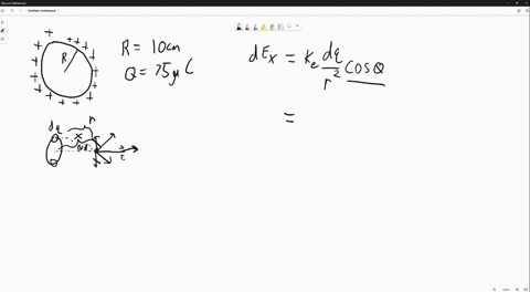 a-uniformly-charged-ring-of-radius-100-mathrmcm-has-a-total-charge-of-750-mu-mathrmc-find-the-elec-5