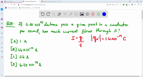 what-is-the-current-in-a-conductor-if-625-times-1018-electrons-pass-a-given-point-each-second-a-1-ma