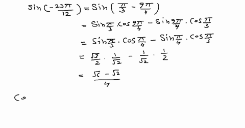 SOLVED:Find the exact values of the sine, cosine, and tangent of the ...
