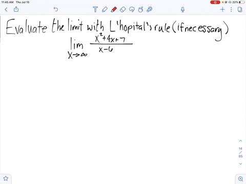 evaluate-the-limit-using-lhopitals-rule-if-necessary-lim-_x-rightarrow-infty-fracx24-x7x-6