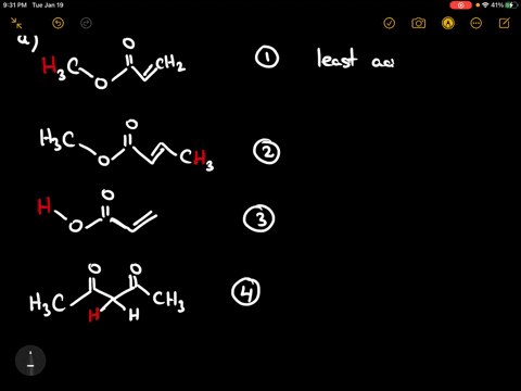 rank-the-following-in-order-of-increasing-acidity-for-the-indicated-hydrogen-atoms-red-1text-least-a