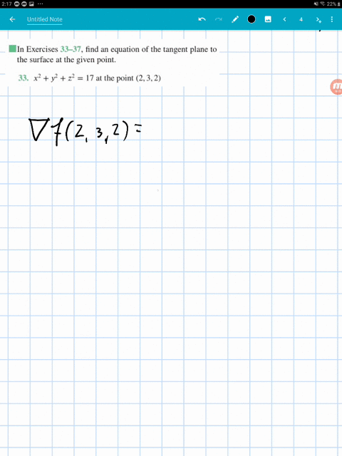 find-an-equation-of-the-tangent-plane-to-the-surface-at-the-given-point-x2y2z217-text-at-the-point-2
