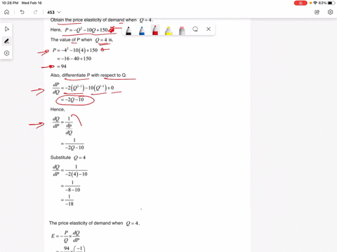 given-the-demand-equation-p-q2-10-q150-find-the-price-elasticity-of-demand-when-q4-estimate-the-perc