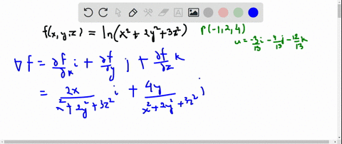 find-d_mathfraku-f-at-p-beginarraylfx-y-zln-leftx22-y23-z2right-p-124-mathbfu-frac313-mathbfi-frac41