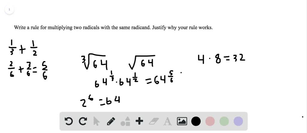Solved write a rule for multiplying two radicals with the same radicand 