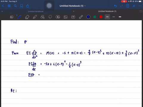 the-beam-is-subjected-to-the-load-shown-determine-the-equation-of-the-elastic-curve-e-i-is-constant