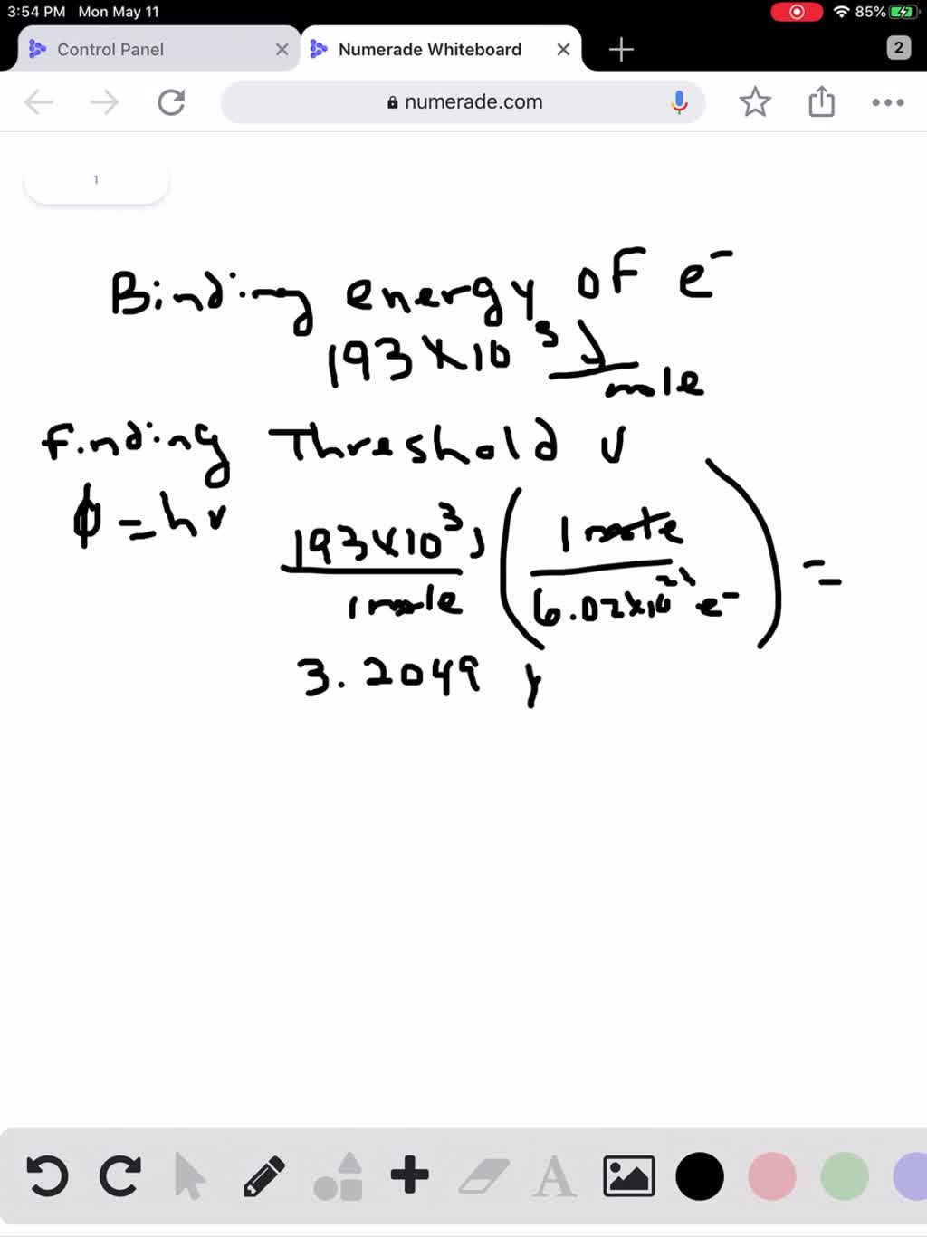 The binding energy of electrons in a metal is 193 kJ / mol . Find the