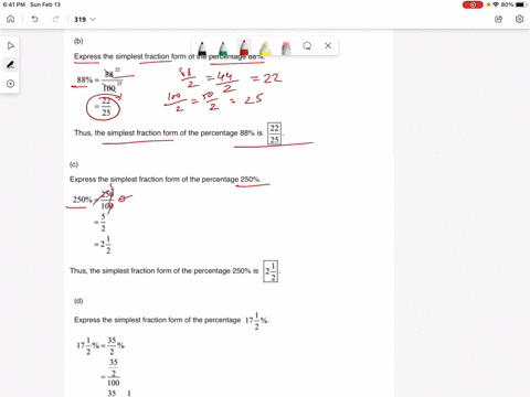 express-the-following-percentages-as-fractions-in-their-simplest-form-a-35-b-88-c-250-d-171-2-e-02-2