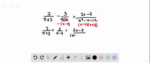 solve-each-equation-check-each-solution-frac2x3-frac34-xfrac2-x-2x2-x-12