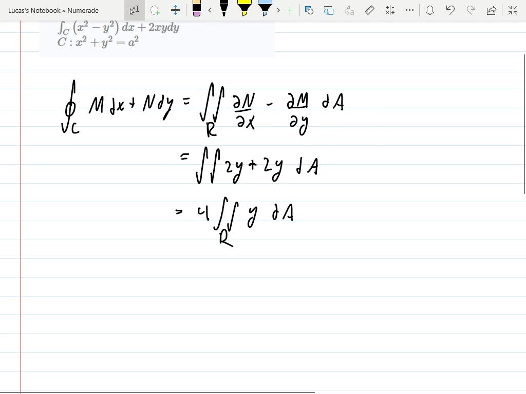 Solved Use Green S Theorem To Evaluate The Line Integral X 2 Y 2 D X 2 X Y D Y