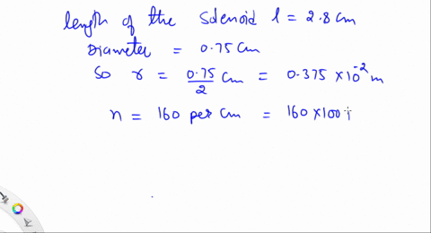 a-solenoid-of-length-28-mathrmcm-and-diameter-075-mathrmcm-is-wound-with-160-turns-per-centimeter-wh