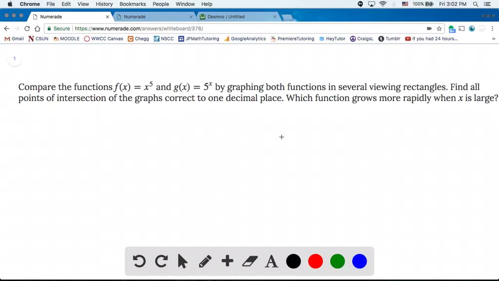 Solved Compare The Functions F X X 5 And G X