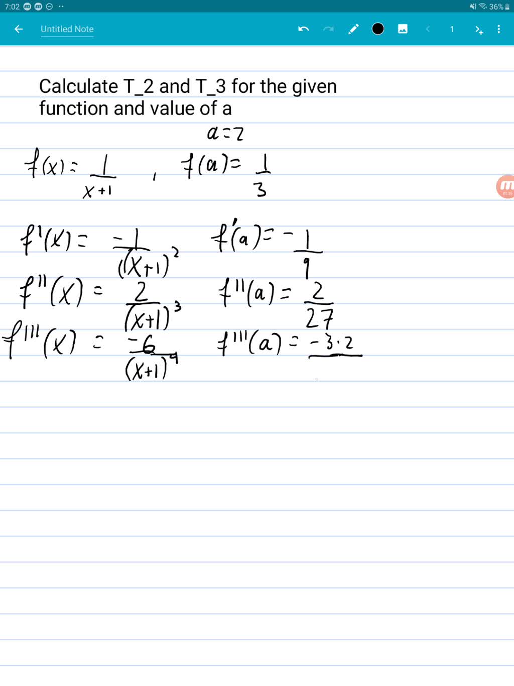 Solved: Calculate The Taylor Polynomials T2 And T3 Centered At X = A 