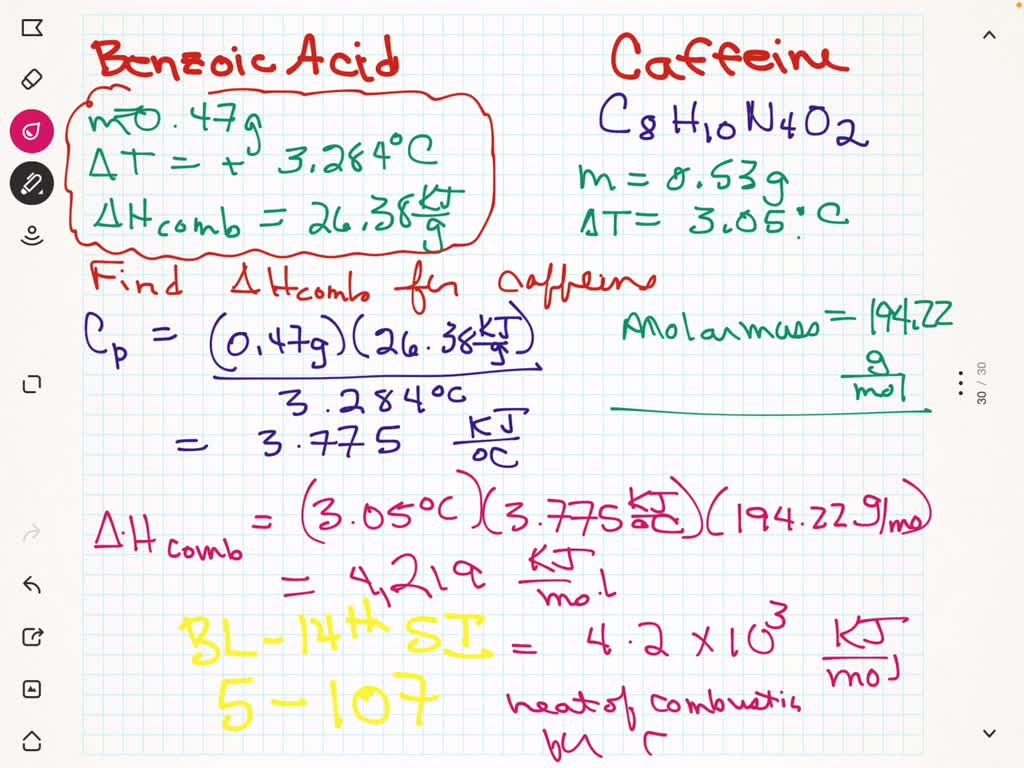 SOLVED(a) When a 0.47g sample of benzoic acid is combusted in a bomb