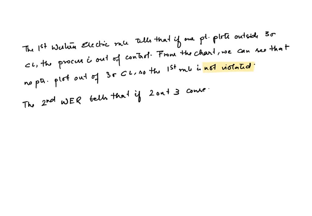 SOLVEDApply the Western Electric Rules to the following x̅ control