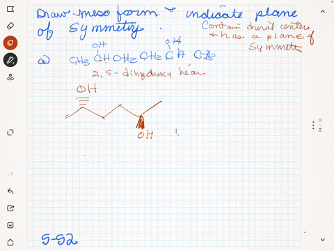 draw-the-meso-form-of-each-of-the-following-molecules-and-indicate-the-plane-of-symmetry-in-each-a-b